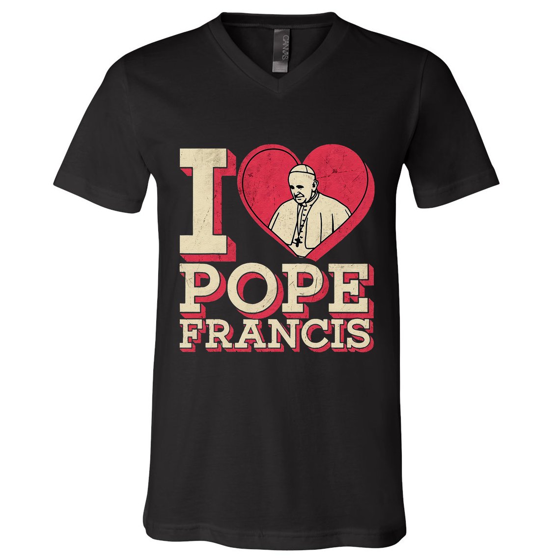 I Heart Love Pope Francis Is Dope Prays Catholic Prayers .Png V-Neck T-Shirt
