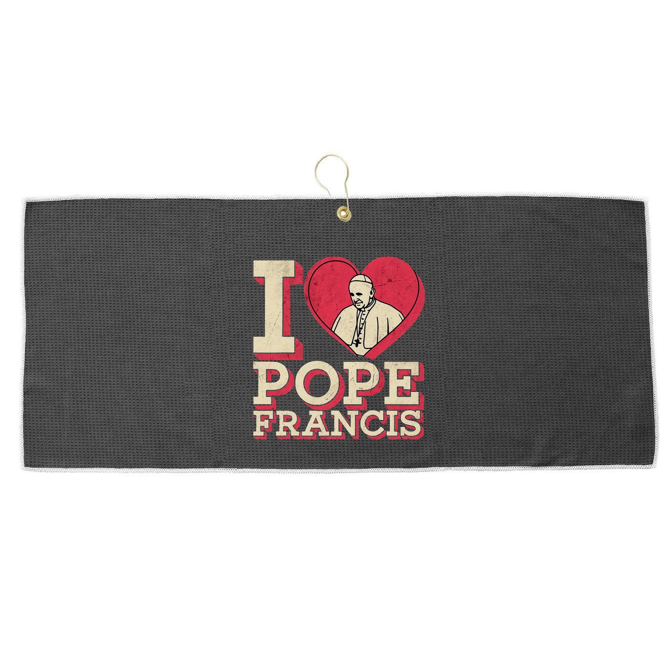 I Heart Love Pope Francis Is Dope Prays Catholic Prayers .Png Large Microfiber Waffle Golf Towel