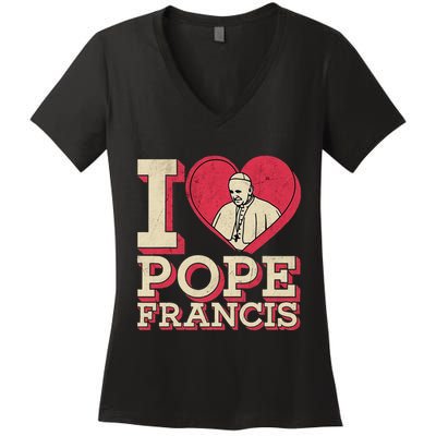 I Heart Love Pope Francis Is Dope Prays Catholic Prayers .Png Women's V-Neck T-Shirt