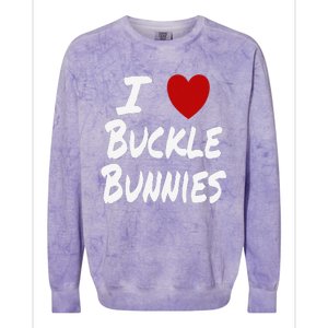 I Heart (Love) Buckle Bunnies Country Rodeo Cow Cow Colorblast Crewneck Sweatshirt