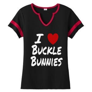 I Heart (Love) Buckle Bunnies Country Rodeo Cow Cow Ladies Halftime Notch Neck Tee