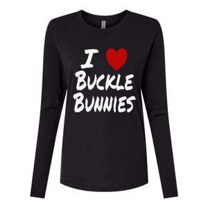 I Heart (Love) Buckle Bunnies Country Rodeo Cow Cow Womens Cotton Relaxed Long Sleeve T-Shirt