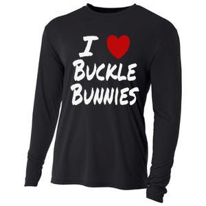 I Heart (Love) Buckle Bunnies Country Rodeo Cow Cow Cooling Performance Long Sleeve Crew