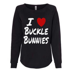 I Heart (Love) Buckle Bunnies Country Rodeo Cow Cow Womens California Wash Sweatshirt