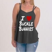 I Heart (Love) Buckle Bunnies Country Rodeo Cow Cow Women's Strappy Tank