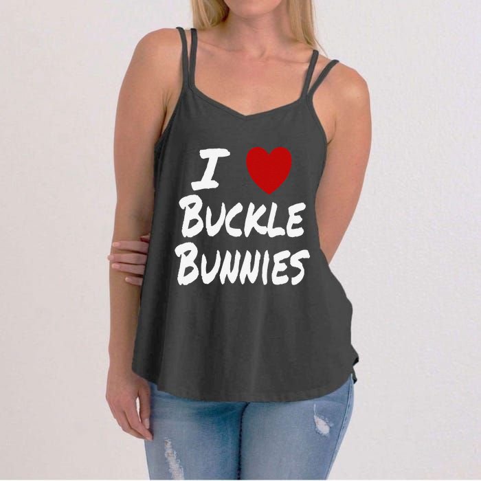 I Heart (Love) Buckle Bunnies Country Rodeo Cow Cow Women's Strappy Tank