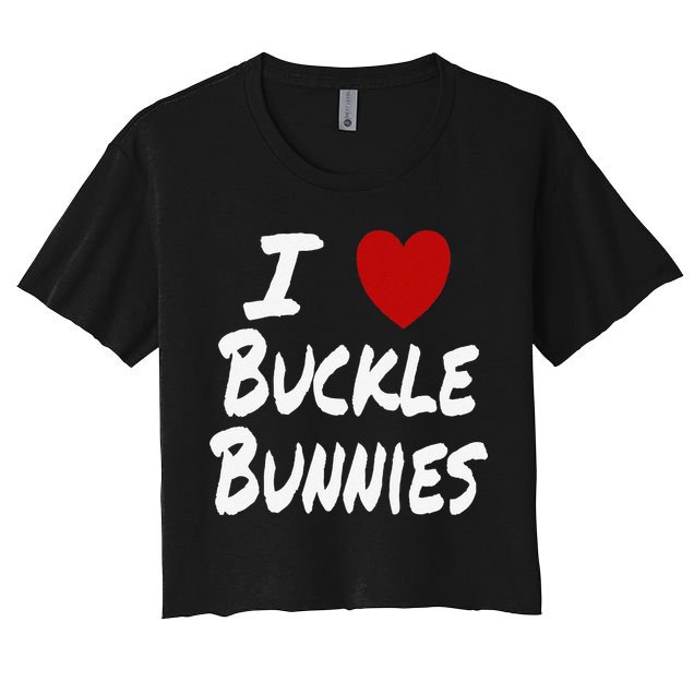 I Heart (Love) Buckle Bunnies Country Rodeo Cow Cow Crop Top