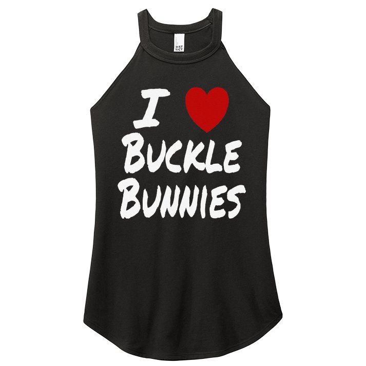 I Heart (Love) Buckle Bunnies Country Rodeo Cow Cow Women's Perfect Tri Rocker Tank
