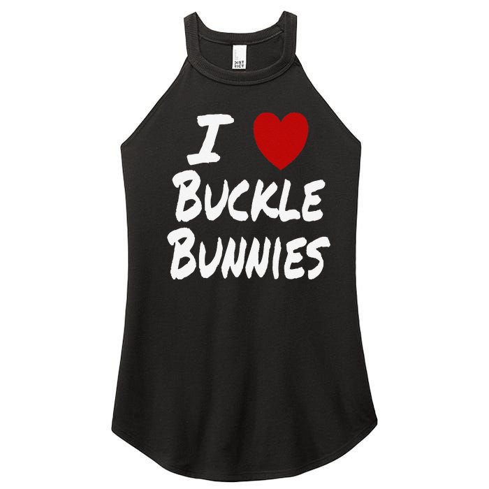 I Heart (Love) Buckle Bunnies Country Rodeo Cow Cow Women's Perfect Tri Rocker Tank