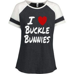 I Heart (Love) Buckle Bunnies Country Rodeo Cow Cow Enza Ladies Jersey Colorblock Tee