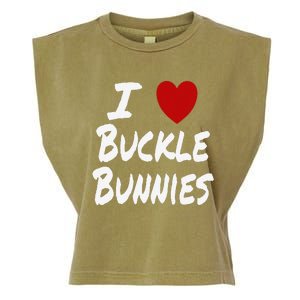 I Heart (Love) Buckle Bunnies Country Rodeo Cow Cow Garment-Dyed Women's Muscle Tee