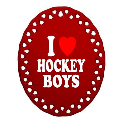 I Heart (Love) Hockey Skating Ice Attraction Hot Sexy Gift Ceramic Oval Ornament