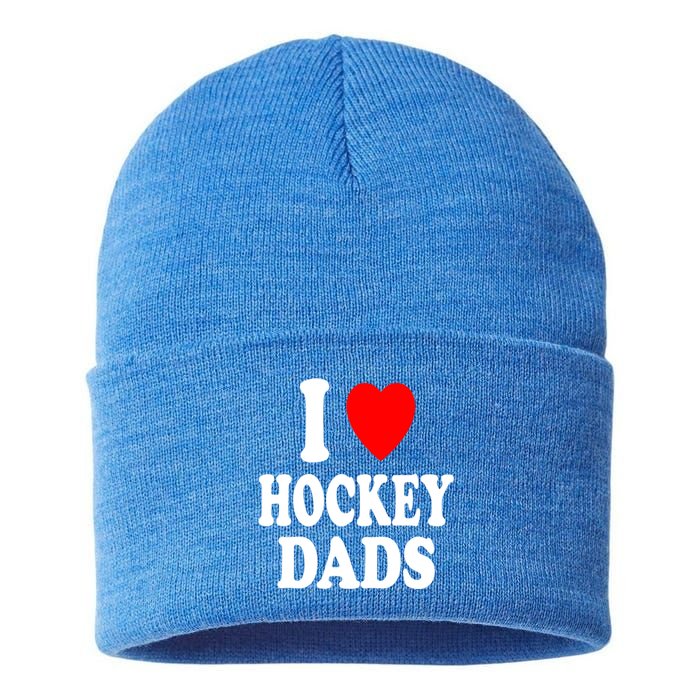 I Heart (Love) Hockey Dads Skating Ice Attraction Hot Sexy Funny Gift Sustainable Knit Beanie