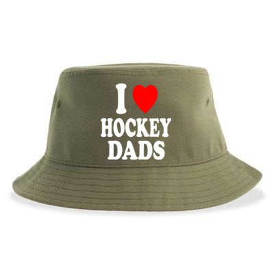 I Heart (Love) Hockey Dads Skating Ice Attraction Hot Sexy Funny Gift Sustainable Bucket Hat