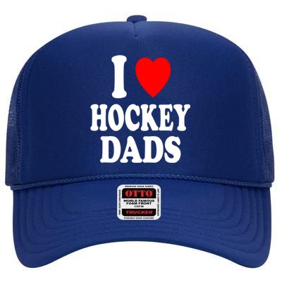 I Heart (Love) Hockey Dads Skating Ice Attraction Hot Sexy Funny Gift High Crown Mesh Back Trucker Hat