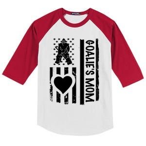 Ice Hockey Mom Goalie Usa Flag Gift Kids Colorblock Raglan Jersey