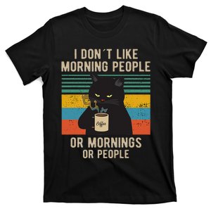 I Hate Morning People And Mornings And People Coffee Cat T-Shirt