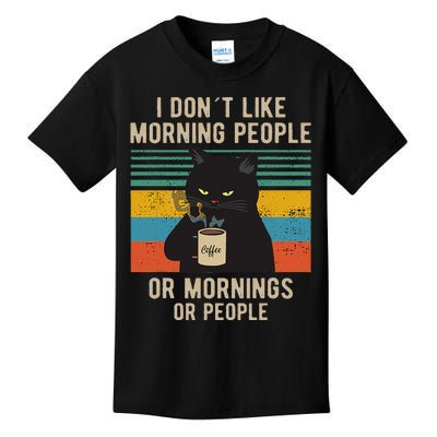 I Hate Morning People And Mornings And People Coffee Cat Kids T-Shirt