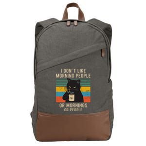 I Hate Morning People And Mornings And People Coffee Cat Cotton Canvas Backpack