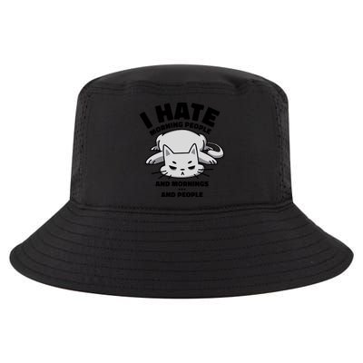 I Hate Mornings And People Funny Cat Cool Comfort Performance Bucket Hat