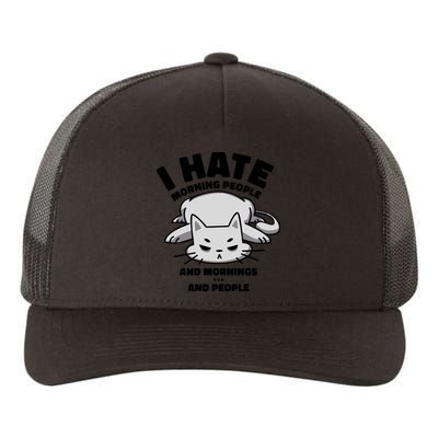 I Hate Mornings And People Funny Cat Yupoong Adult 5-Panel Trucker Hat