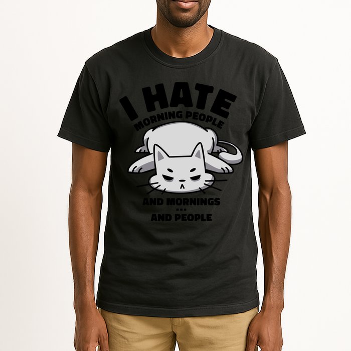 I Hate Mornings And People Funny Cat Tall T-Shirt