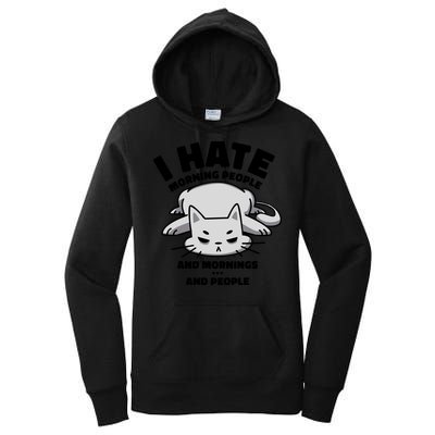 I Hate Mornings And People Funny Cat Women's Pullover Hoodie