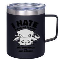 I Hate Mornings And People Funny Cat 12oz Stainless Steel Coffee Mug