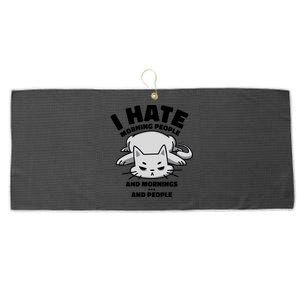 I Hate Mornings And People Funny Cat Large Microfiber Waffle Golf Towel