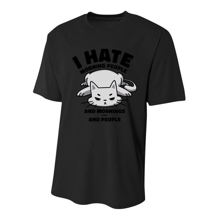 I Hate Mornings And People Funny Cat Youth Performance Sprint T-Shirt