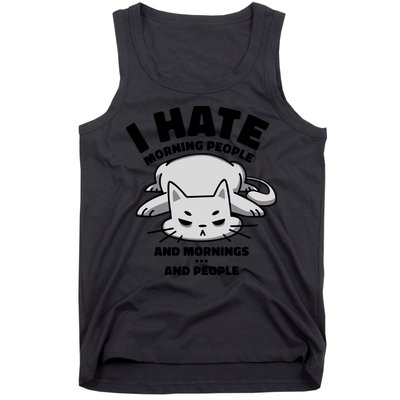 I Hate Mornings And People Funny Cat Tank Top