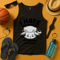 I Hate Mornings And People Funny Cat Tank Top