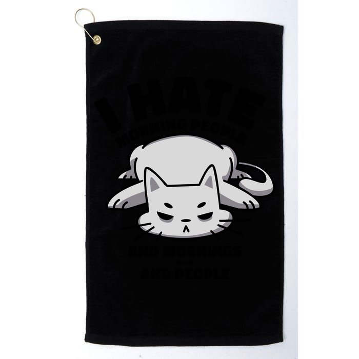 I Hate Mornings And People Funny Cat Golf Towel