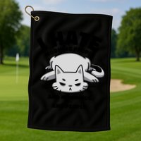 I Hate Mornings And People Funny Cat Golf Towel