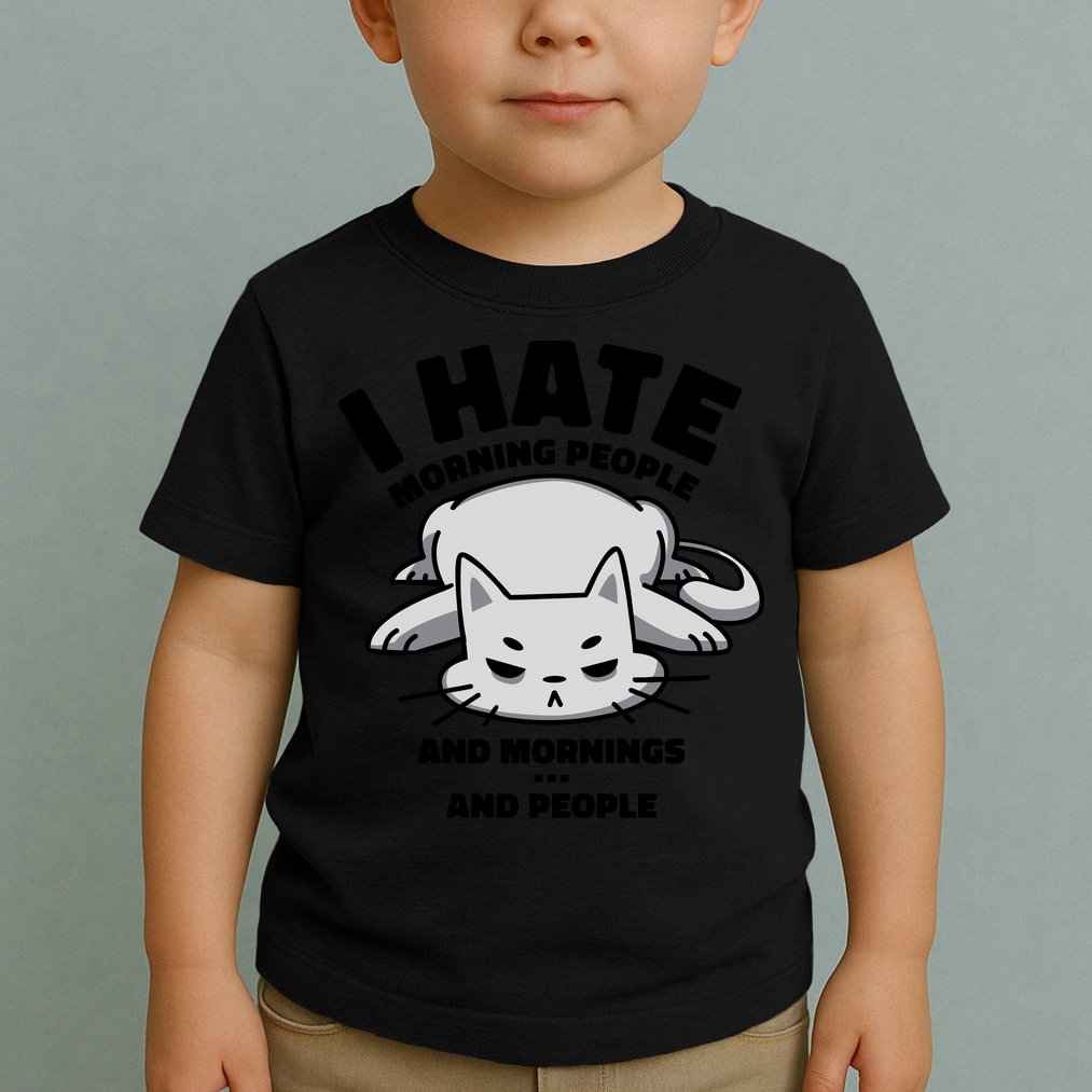 I Hate Mornings And People Funny Cat Toddler T-Shirt