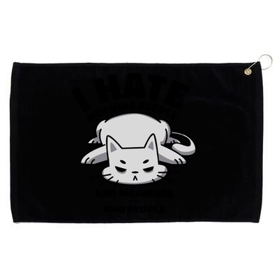 I Hate Mornings And People Funny Cat Grommeted Golf Towel