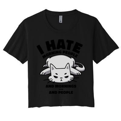 I Hate Mornings And People Funny Cat Crop Top