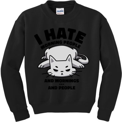 I Hate Mornings And People Funny Cat Kids Sweatshirt