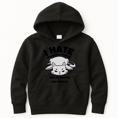 I Hate Mornings And People Funny Cat Kids Hoodie