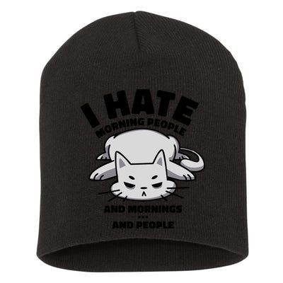 I Hate Mornings And People Funny Cat Short Acrylic Beanie