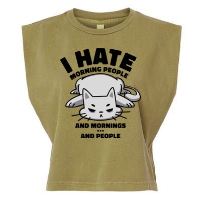 I Hate Mornings And People Funny Cat Garment-Dyed Women's Muscle Tee