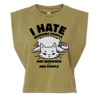 I Hate Mornings And People Funny Cat Garment-Dyed Women's Muscle Tee