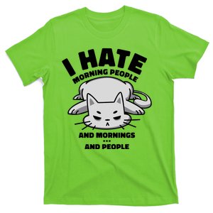 I Hate Mornings And People Funny Cat T-Shirt