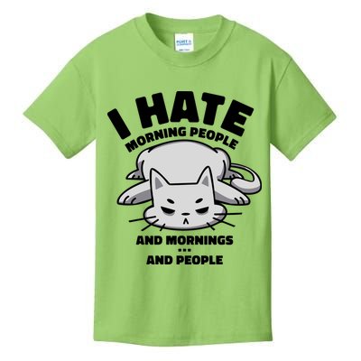 I Hate Mornings And People Funny Cat Kids T-Shirt