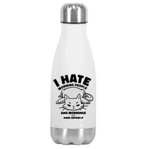 I Hate Mornings And People Funny Cat Stainless Steel Insulated Water Bottle