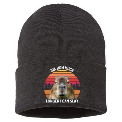 Idk How Much Longer I Can Slay Capybara Sarcastic Dank Meme Gifts Sustainable Knit Beanie