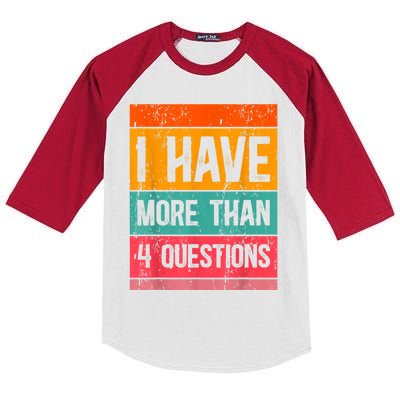 I Have More Than Four Questions Passover Kids Colorblock Raglan Jersey