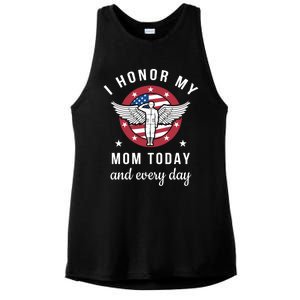 I Honor My Mom Today Gift Angel Solider Memorial Day Flag Gift Ladies PosiCharge Tri-Blend Wicking Tank