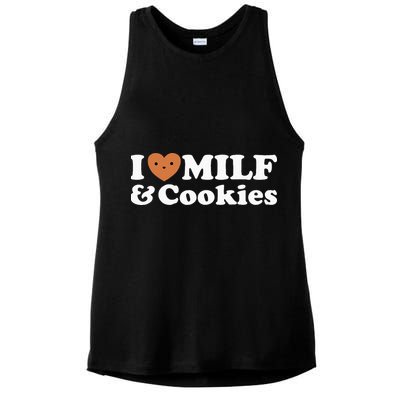 I Heart Milf & Cookies Funny Milk Love Hot Sweet Moms Joke Ladies PosiCharge Tri-Blend Wicking Tank