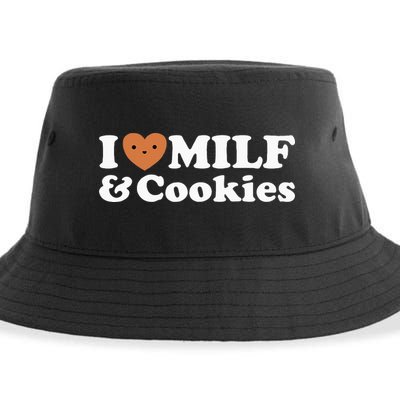 I Heart Milf & Cookies Funny Milk Love Hot Sweet Moms Joke Sustainable Bucket Hat
